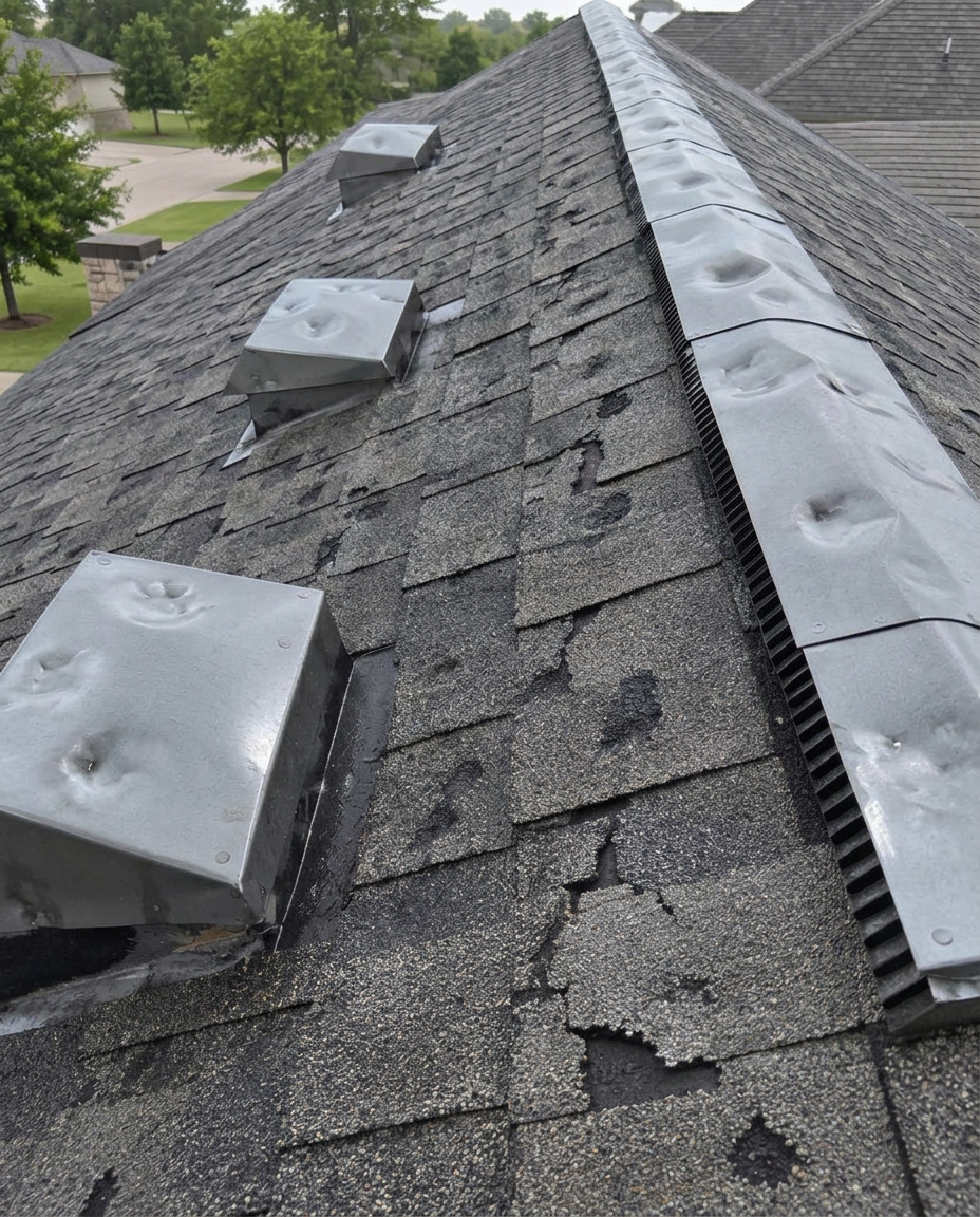 Roof damage in Overland Park